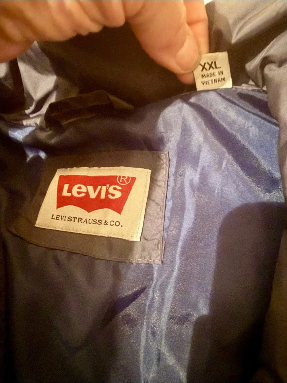 Vtg Levi’s Men’s 2XL Black Puffer Coat Jacket Snap Front Nylon Insulated Coat